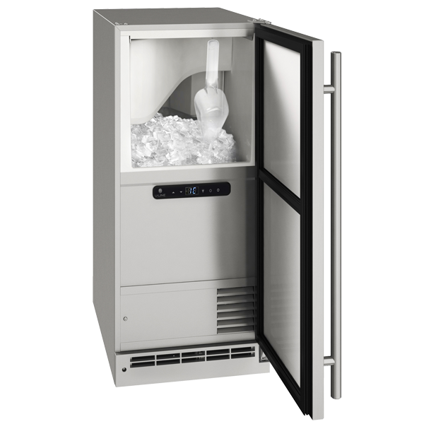 U-Line 15-Inch Stainless Steel Outdoor Clear Ice Machine w/ Reversible Hinge and Pump Included - UOCP115-SS01B