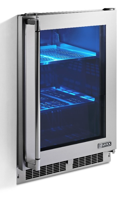 Lynx Undercounter Refrigeration Professional 24-Inch Refrigerator  w/ See Through Glass Door  with field-reversible doors-LN24REFG