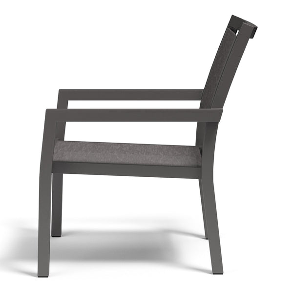 Sunset West Vegas Stackable Club Chair With Graphite Frame and Phifertex Graphite Sling - 1201-21