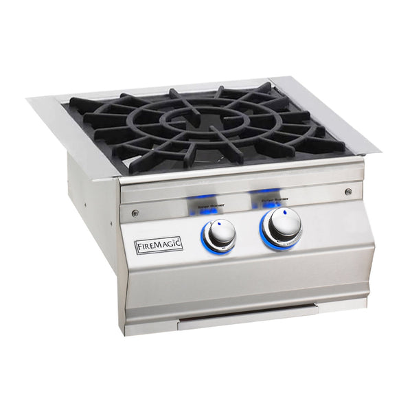 Fire Magic Aurora Propane Gas Built-In Power Burner w/ Porcelain Coated Cast Iron Cooking Grid and Lid - 19-7B2P-0