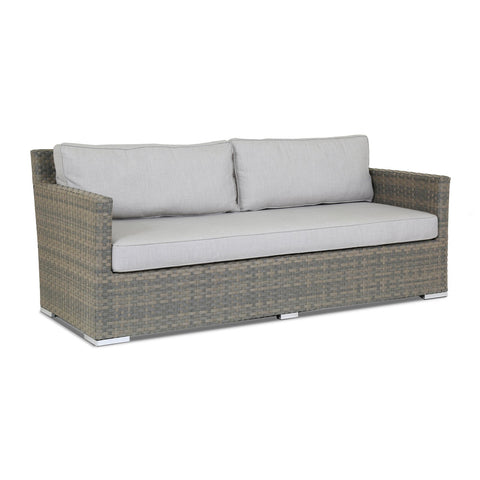 Sunset West Majorca Brushed Stone Resin Wicker Sofa With Sunbrella Cushions In Cast Silver - 2001-23