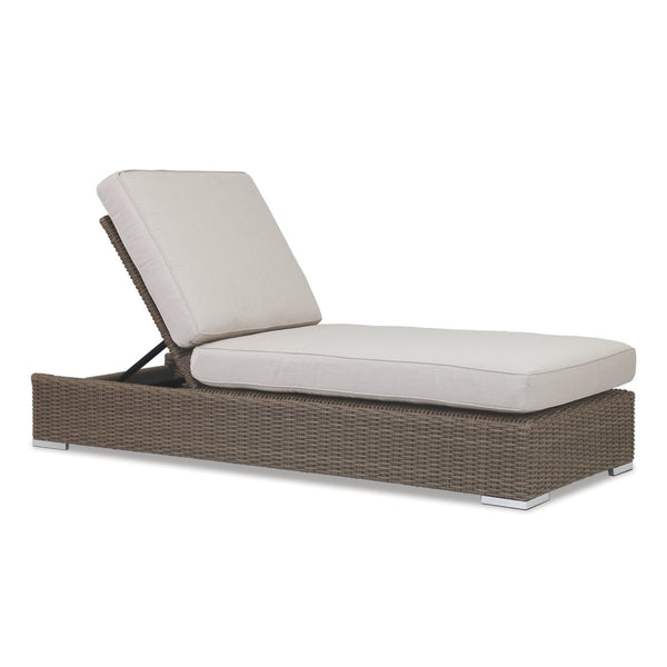 Sunset West Coronado Driftwood Wicker Single Adjustable Chaise With Sunbrella Fabric Cushions In Canvas Flax - 2101-9