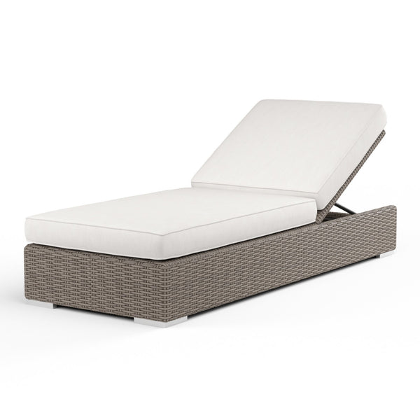 Sunset West Coronado Driftwood Wicker Single Adjustable Chaise With Sunbrella Fabric Cushions In Canvas Flax - 2101-9