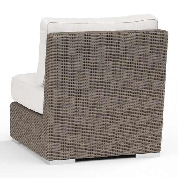 Sunset West Coronado Driftwood Wicker Armless Club Chair With Sunbrella Fabric Cushions In Canvas Flax - 2101-AC