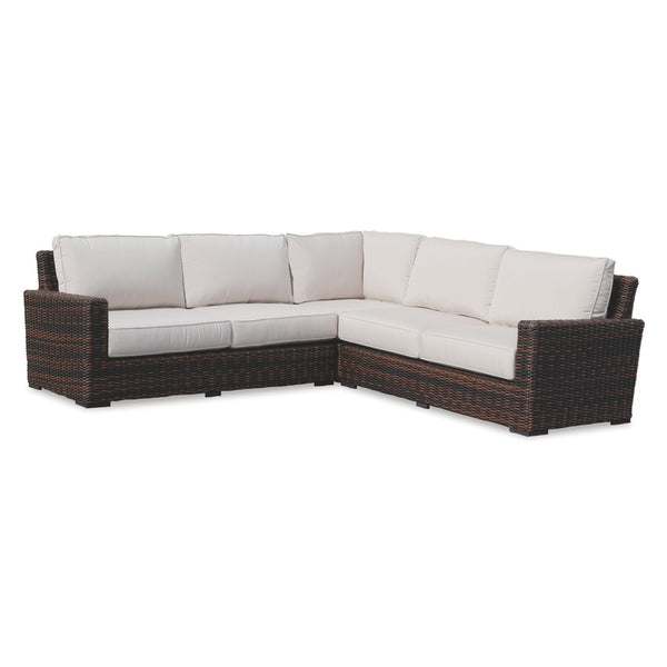 Sunset West Montecito Cognac Wicker 3 Piece Sectional With Sunbrella Cushions In Canvas Flax - SW2501-SEC
