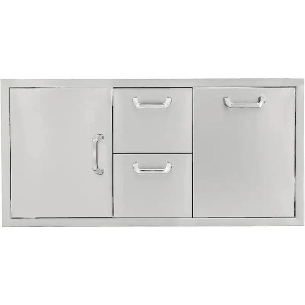 Grillscapes 42-Inch Stainless Steel Door, Double Drawer & Roll-Out Trash Bin Combo (Bin Included) - GS-260-DDC-42TR