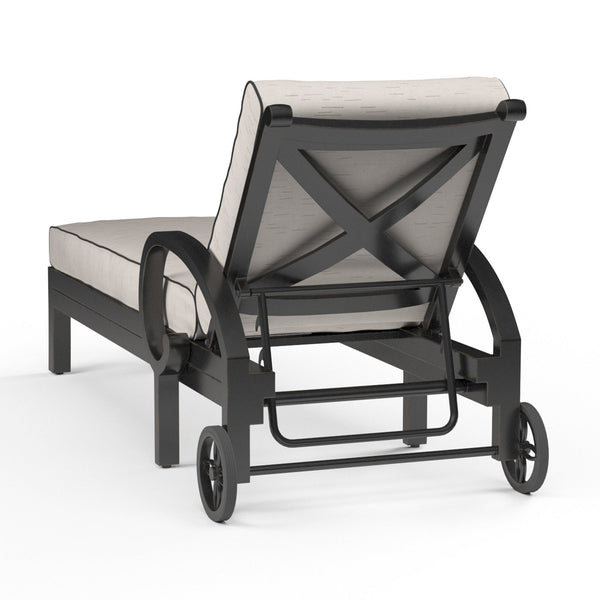 Sunset West Monterey Single Adjustable Chaise With Old World Copper Rub Frame And Sunbrella Fabric Cushions In Frequency Sand With Contrasting Walnut Welt Stitching - 3001-9