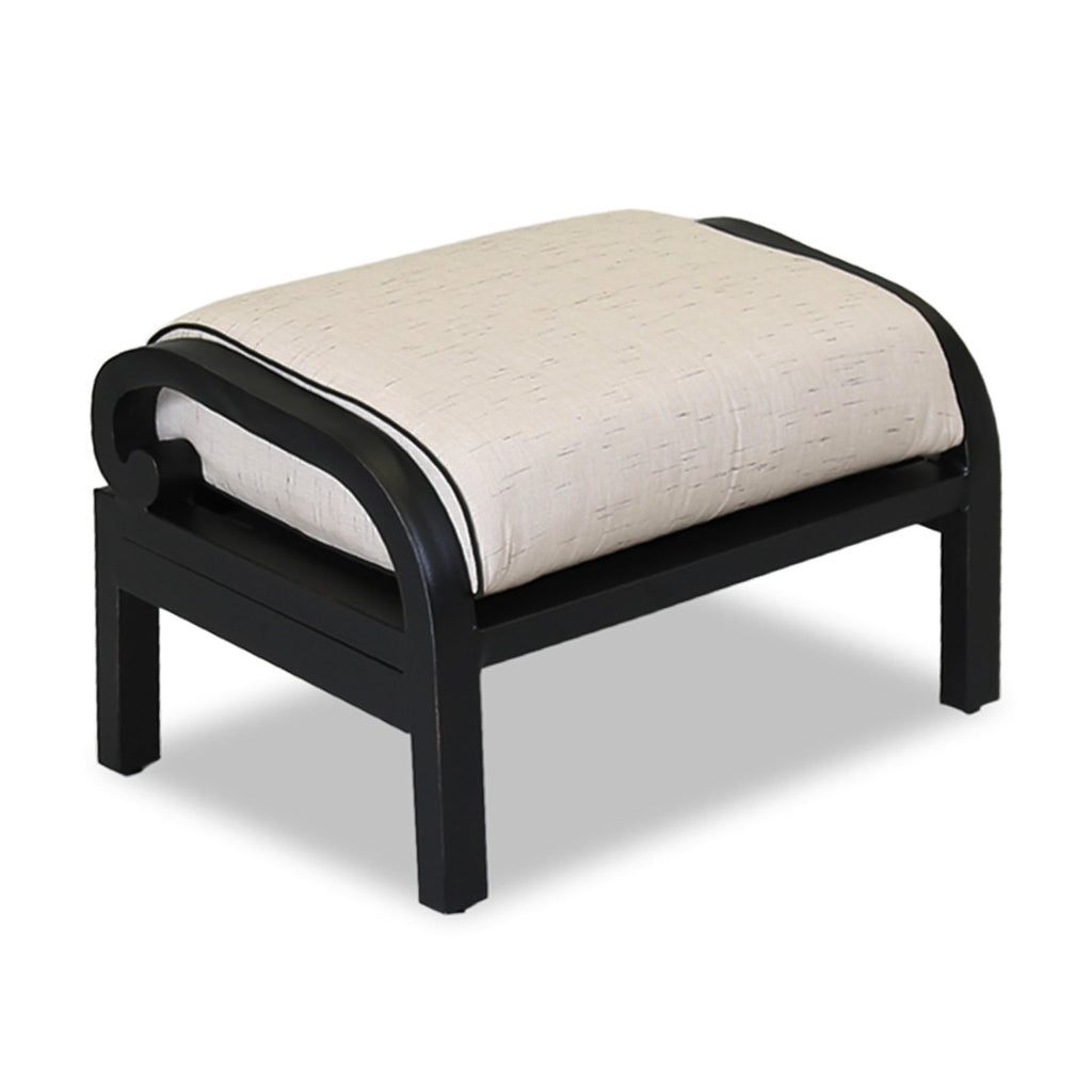 Sunset West Monterey Ottoman With Old World Copper Rub Frame And Sunbrella Fabric Cushion In Frequency Sand With Contrasting Walnut Welt Stitching - 3001-OTT