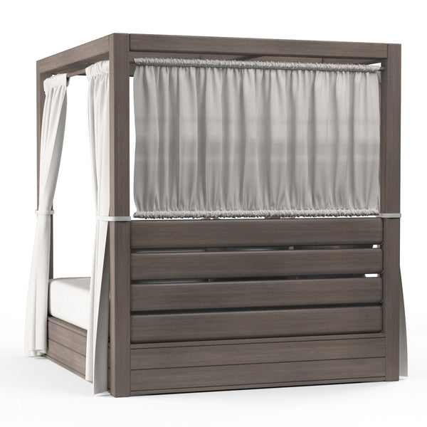 Sunset West Laguna Resort King Daybed With Powder Coated Driftwood Frame, Pillows, Drapery and Mattress Cushion (Grade "A" Fabric) - 3501-DB