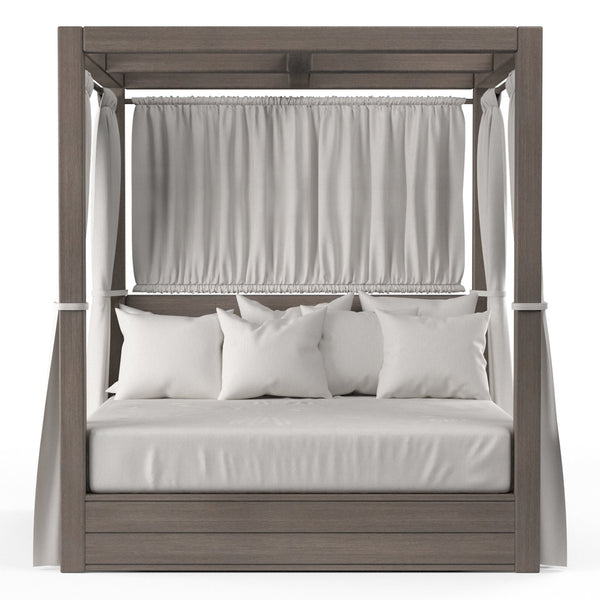 Sunset West Laguna Resort King Daybed With Powder Coated Driftwood Frame, Pillows, Drapery and Mattress Cushion (Grade "A" Fabric) - 3501-DB