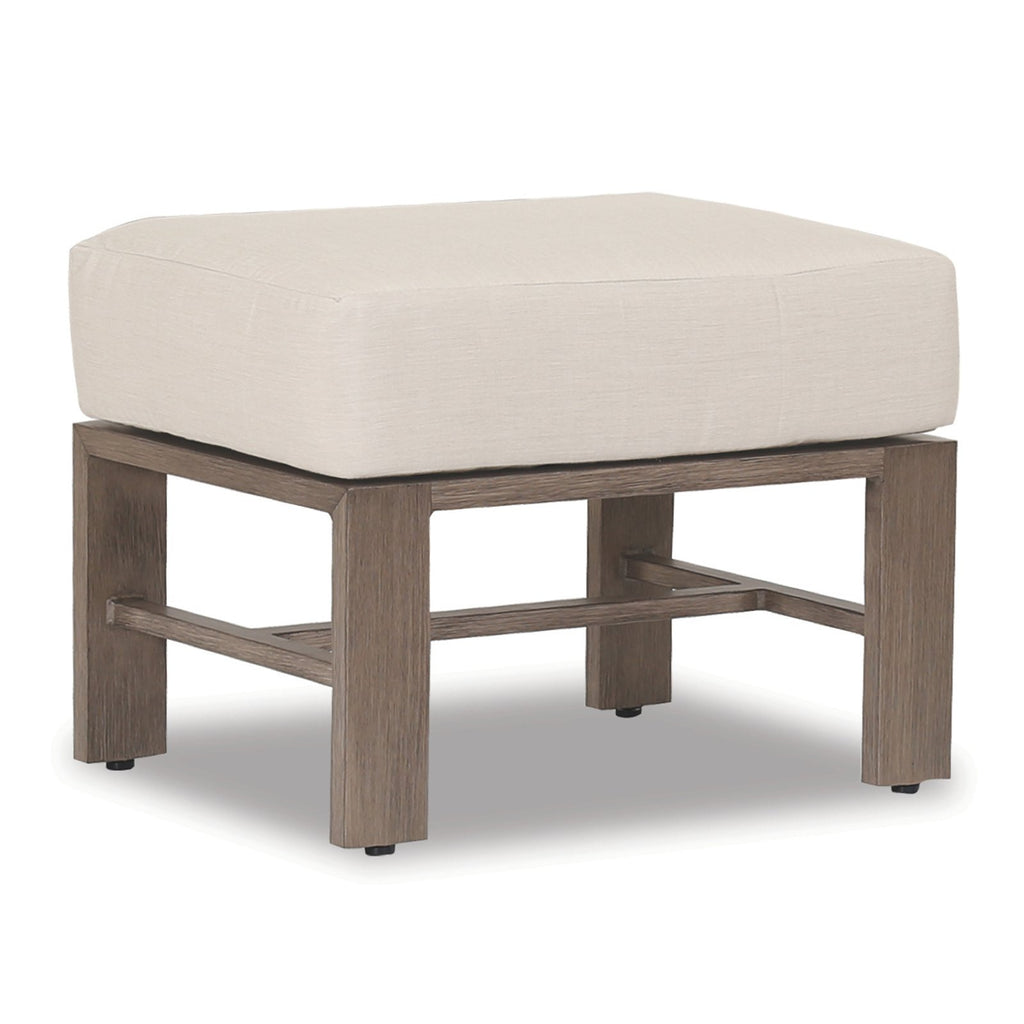 Sunset West Laguna Ottoman With Powder Coated Driftwood Frame And Sunbrella Fabric Cushion In Canvas Flax - 3501-OTT