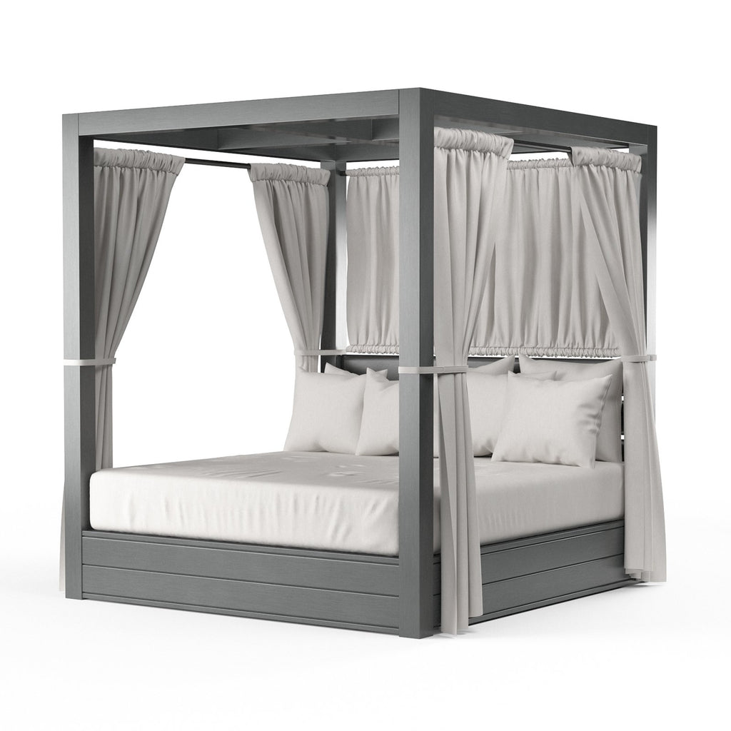 Sunset West Redondo Resort King Daybed With Hand Brushed Slate Frame, Pillows, Drapery and King Size Mattress Cushion - 3801-DB