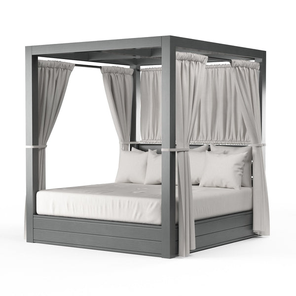 Sunset West Redondo Resort King Daybed With Hand Brushed Slate Frame, Pillows, Drapery and King Size Mattress Cushion - 3801-DB