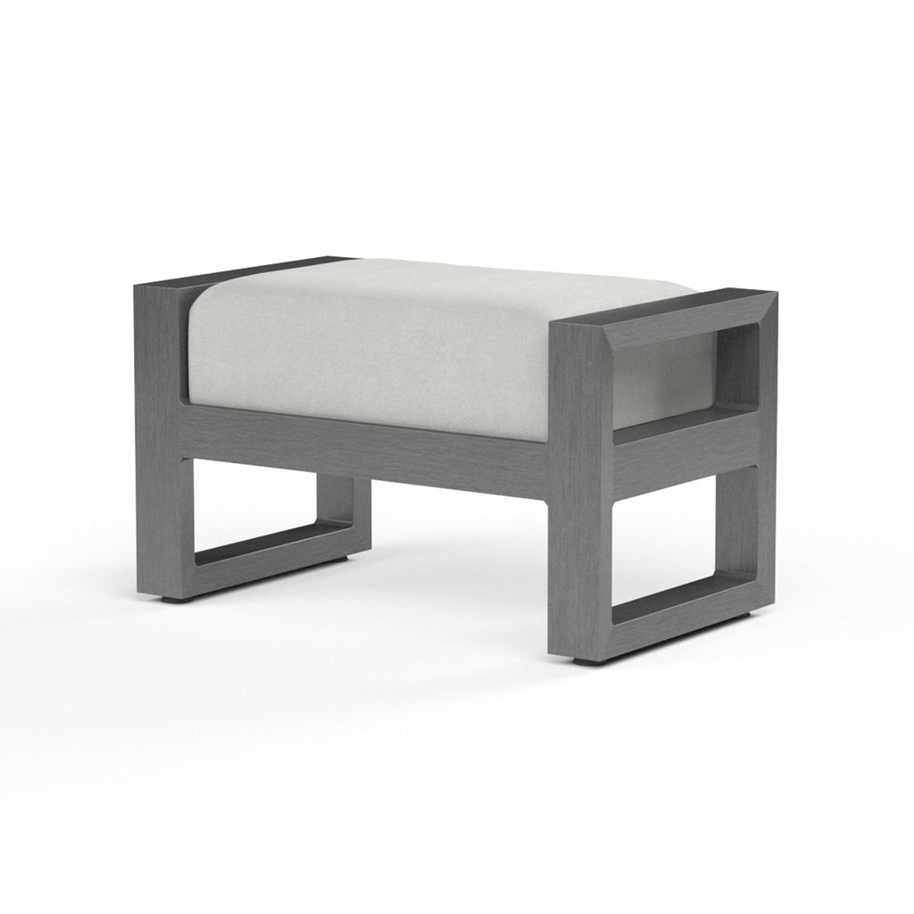 Sunset West Redondo Ottoman With Hand Brushed Slate Frame and Sunbrella Fabric Cushion In Cast Silver - 3801-OTT