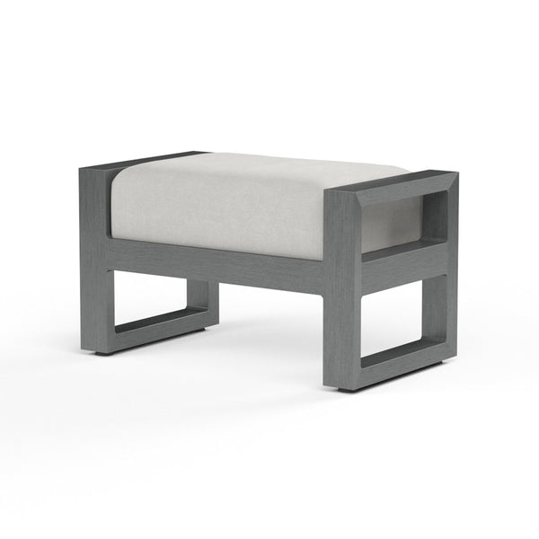 Sunset West Redondo Ottoman With Hand Brushed Slate Frame and Sunbrella Fabric Cushion In Cast Silver - 3801-OTT