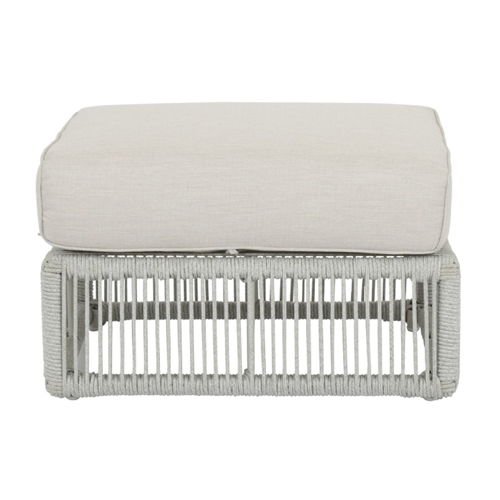 Sunset West Miami Frost Rope Wrapped Ottoman With Sunbrella Cushion In Echo Ash - 4401-OTT