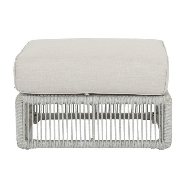 Sunset West Miami Frost Rope Wrapped Ottoman With Sunbrella Cushion In Echo Ash - 4401-OTT