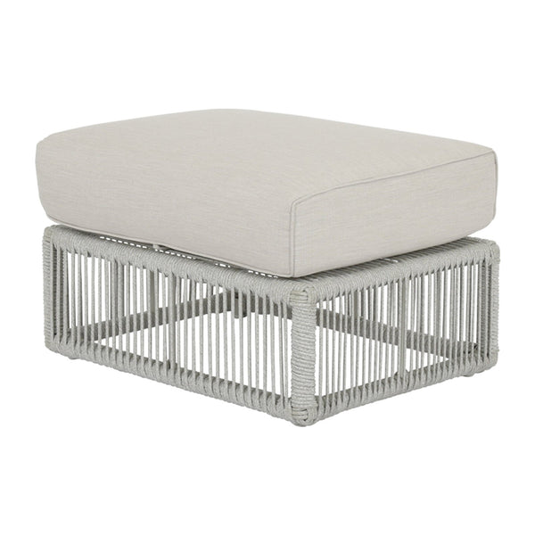 Sunset West Miami Frost Rope Wrapped Ottoman With Sunbrella Cushion In Echo Ash - 4401-OTT