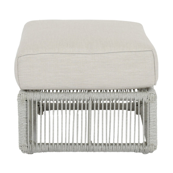 Sunset West Miami Frost Rope Wrapped Ottoman With Sunbrella Cushion In Echo Ash - 4401-OTT