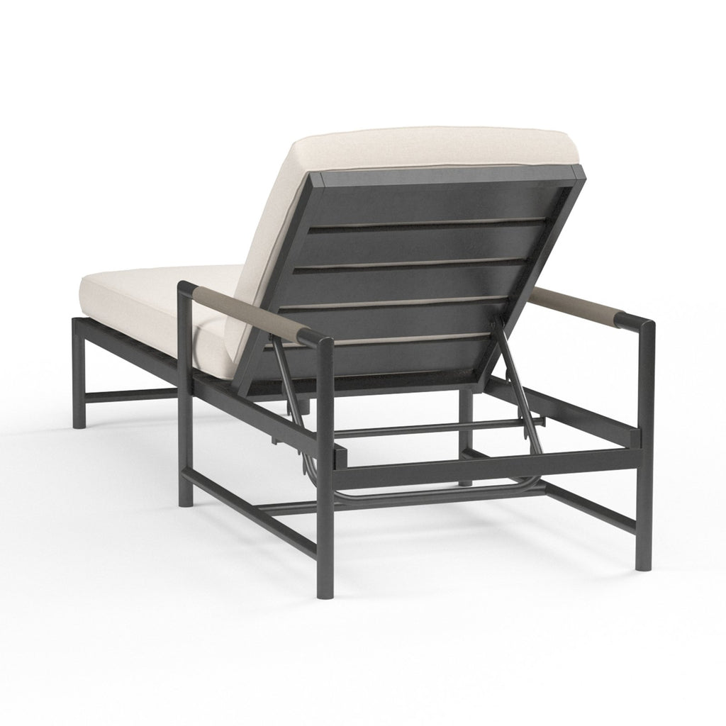 Sunset West Pietra Single Adjustable Chaise With Matte Graphite Frame and Sunbrella Fabric Cushions In Echo Ash - 4601-9