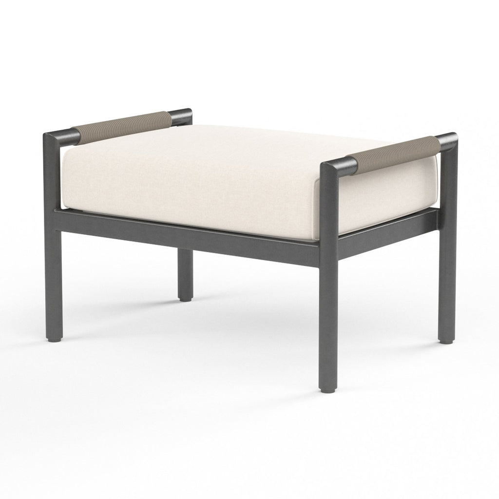 Sunset West Pietra Ottoman With Matte Graphite Frame and Sunbrella Fabric Cushion In Echo Ash - 4601-OTT