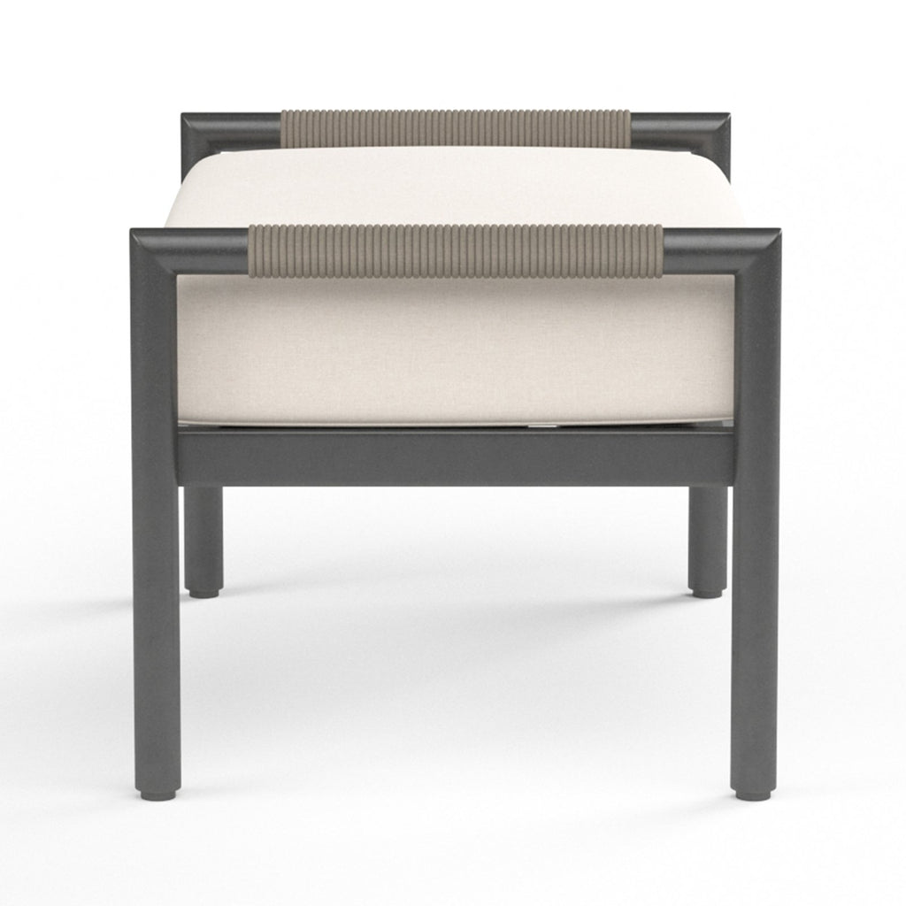 Sunset West Pietra Ottoman With Matte Graphite Frame and Sunbrella Fabric Cushion In Echo Ash - 4601-OTT