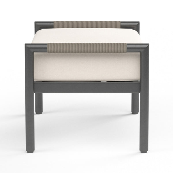 Sunset West Pietra Ottoman With Matte Graphite Frame and Sunbrella Fabric Cushion In Echo Ash - 4601-OTT