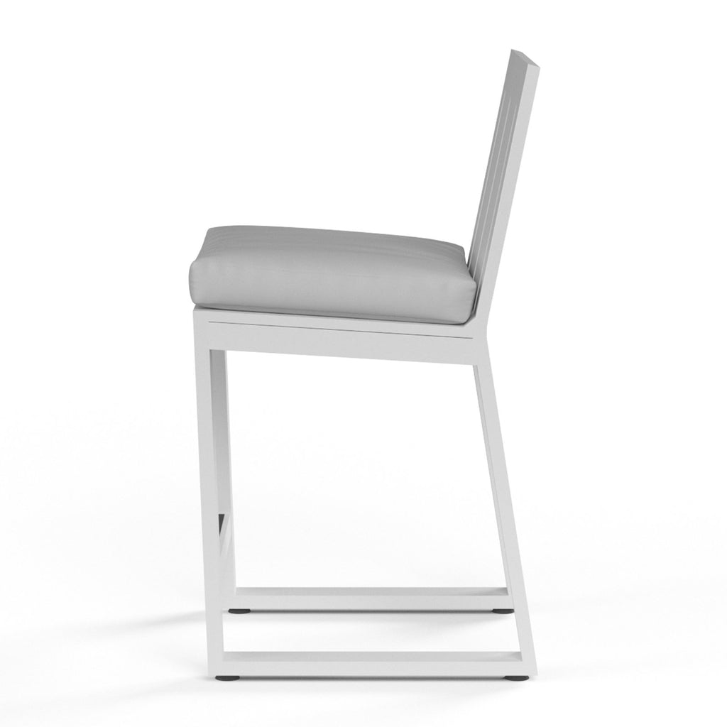 Sunset West Newport Barstool With Satin Frost Frame and Sunbrella Fabric Cushion In Cast Silver - 4801-7B