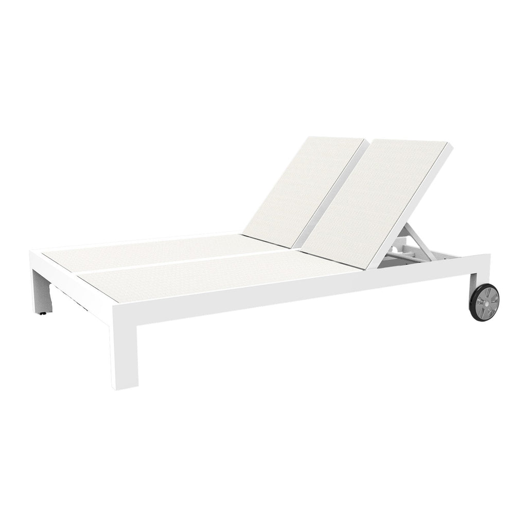 Sunset West Newport Double Adjustable Sling Chaise With Satin Frost Frame - 4801-99