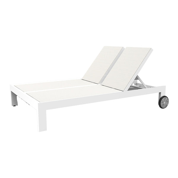 Sunset West Newport Double Adjustable Sling Chaise With Satin Frost Frame - 4801-99