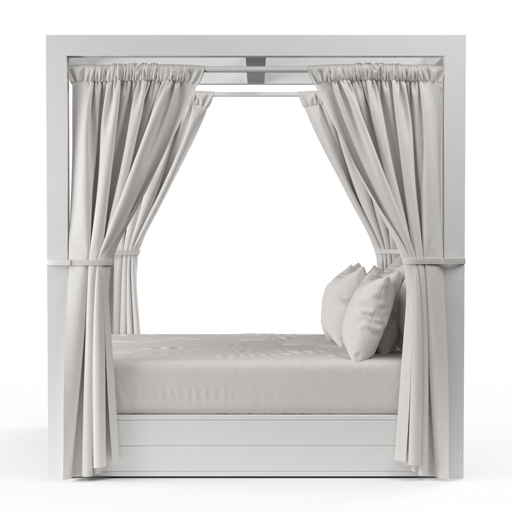 Sunset West Newport Resort King Daybed With Satin Frost Frame, Pillows, Drapery and King Size Mattress Cushion (A Grade Fabric) - 4801-DB