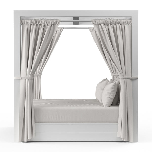 Sunset West Newport Resort King Daybed With Satin Frost Frame, Pillows, Drapery and King Size Mattress Cushion (A Grade Fabric) - 4801-DB