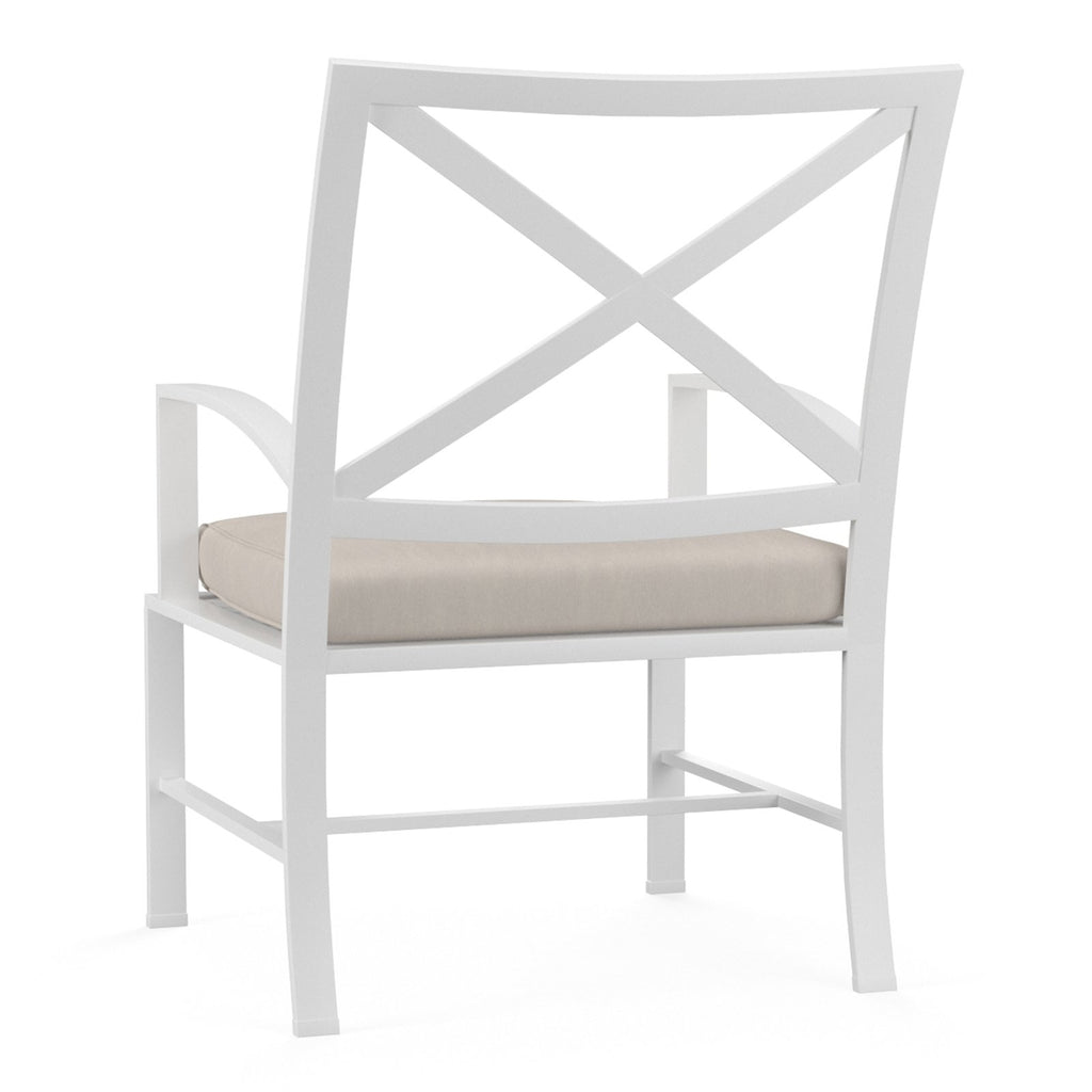 Sunset West Bristol Dining Chair With Frost Frame And Sunbrella Fabric Cushion In Canvas Flax - 501-1