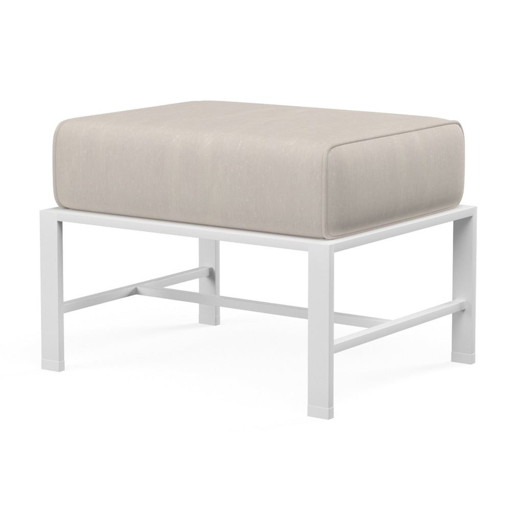 Sunset West Bristol Ottoman With Frost Frame And Sunbrella Fabric Cushion In Canvas Flax - 501-OTT