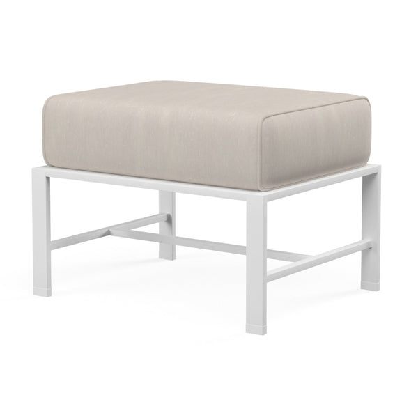 Sunset West Bristol Ottoman With Frost Frame And Sunbrella Fabric Cushion In Canvas Flax - 501-OTT