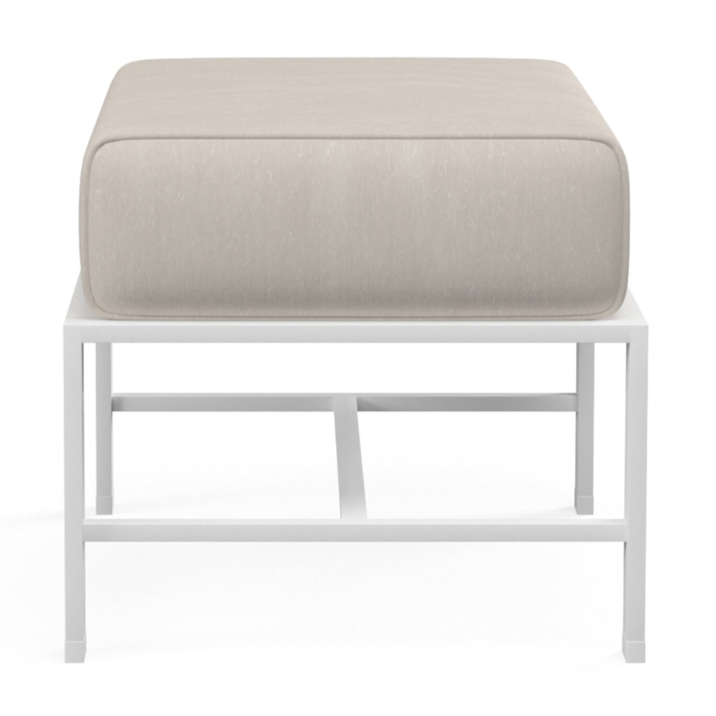 Sunset West Bristol Ottoman With Frost Frame And Sunbrella Fabric Cushion In Canvas Flax - 501-OTT