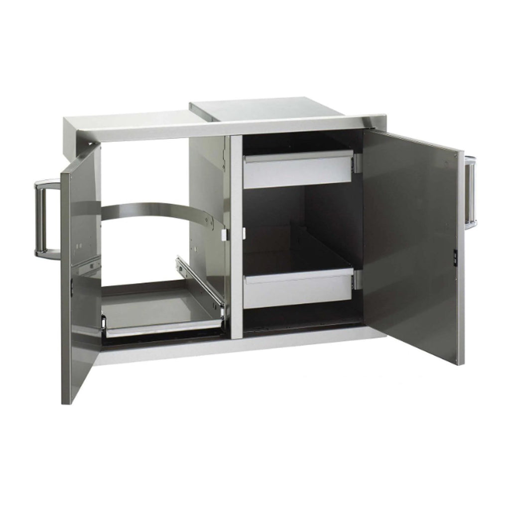 Fire Magic Premium Flush 30-Inch Double Access Door w/ Roll Out Tank Tray, Louvers and Double Drawer (Soft Close) - 53930SC-12T