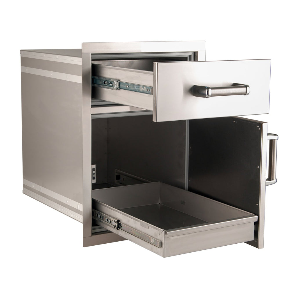 Fire Magic Premium Flush 17-Inch Pantry Single Door and Drawer Combo (Soft Close) - 54018S