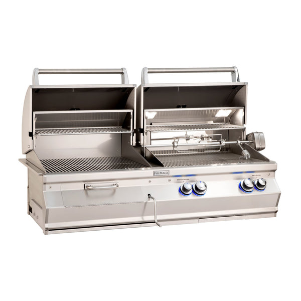 Fire Magic Aurora A830s 46-Inch Natural Gas and Charcoal Built-In Dual Grill w/ 1 Sear Burner and Analog Thermometer - A830I-7LAN-CB