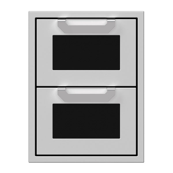 Hestan 16-Inch Double Drawers w/ Recessed Marquise Accented Panels in Black - AGDR16-BK