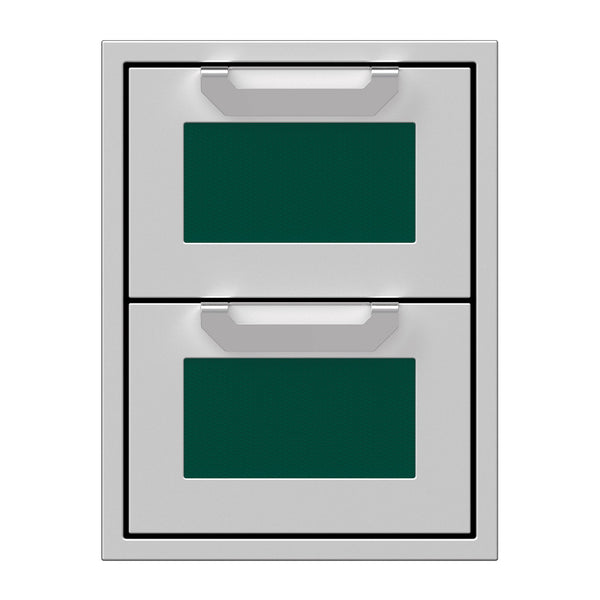 Hestan 16-Inch Double Drawers w/ Recessed Marquise Accented Panels in Green - AGDR16-GR