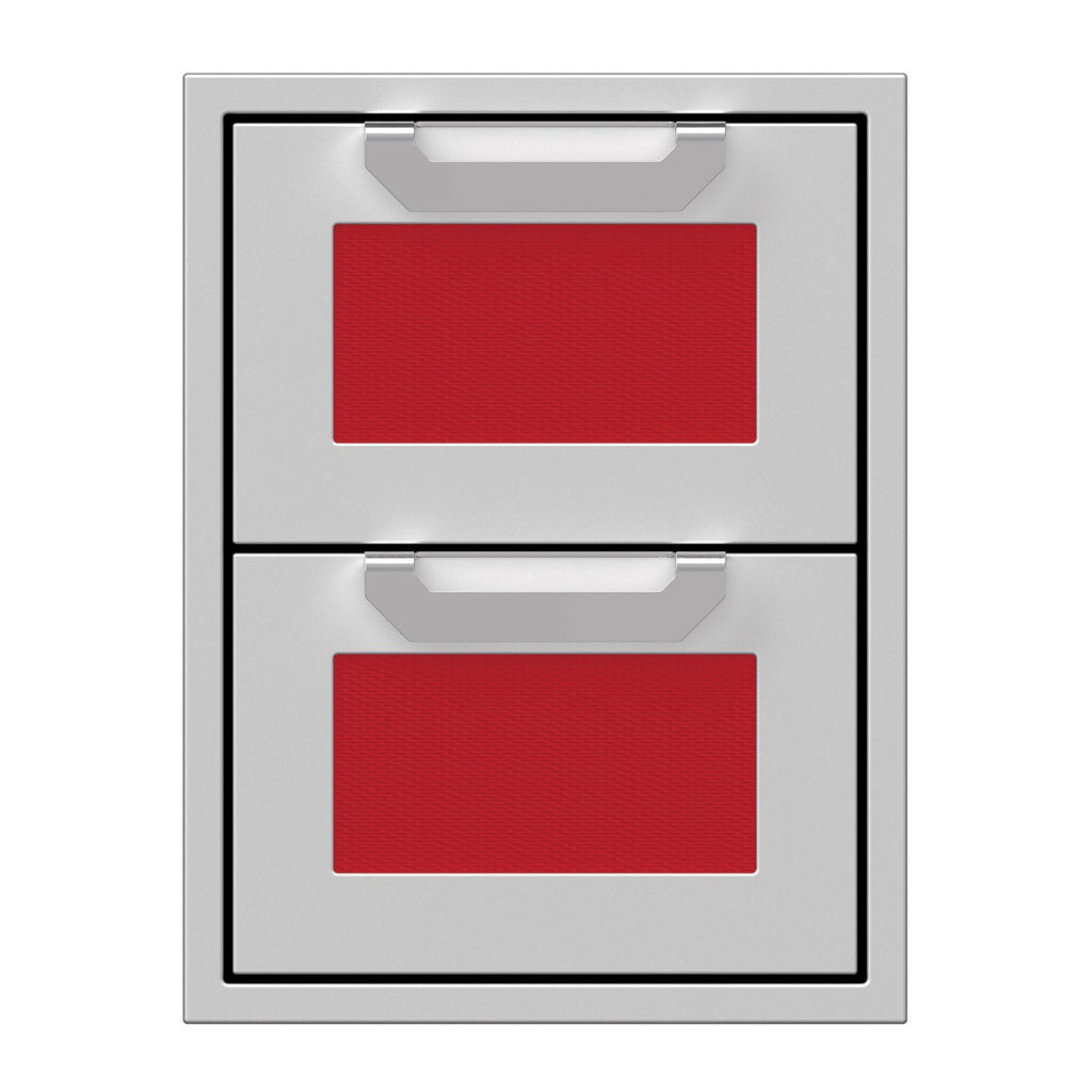 Hestan 16-Inch Double Drawers w/ Recessed Marquise Accented Panels in Red - AGDR16-RD