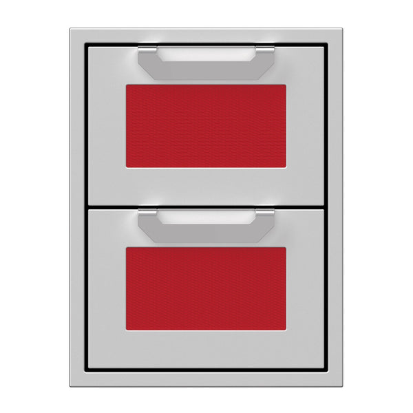 Hestan 16-Inch Double Drawers w/ Recessed Marquise Accented Panels in Red - AGDR16-RD