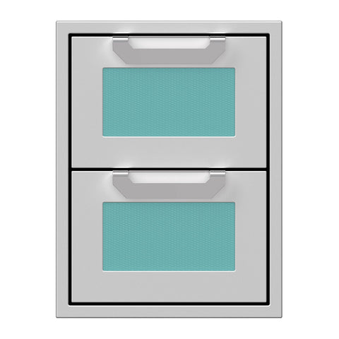 Hestan 16-Inch Double Drawers w/ Recessed Marquise Accented Panels in Turquoise - AGDR16-TQ