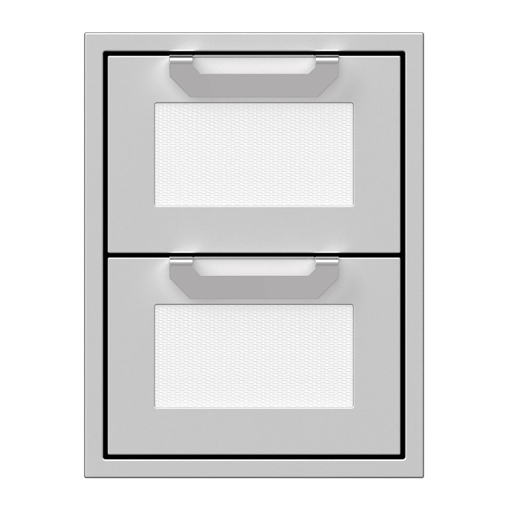 Hestan 16-Inch Double Drawers w/ Recessed Marquise Accented Panels in White - AGDR16-WH