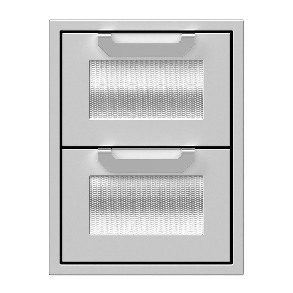 Hestan 16-Inch Double Drawers w/ Recessed Marquise Accented Panels in Stainless Steel - AGDR16