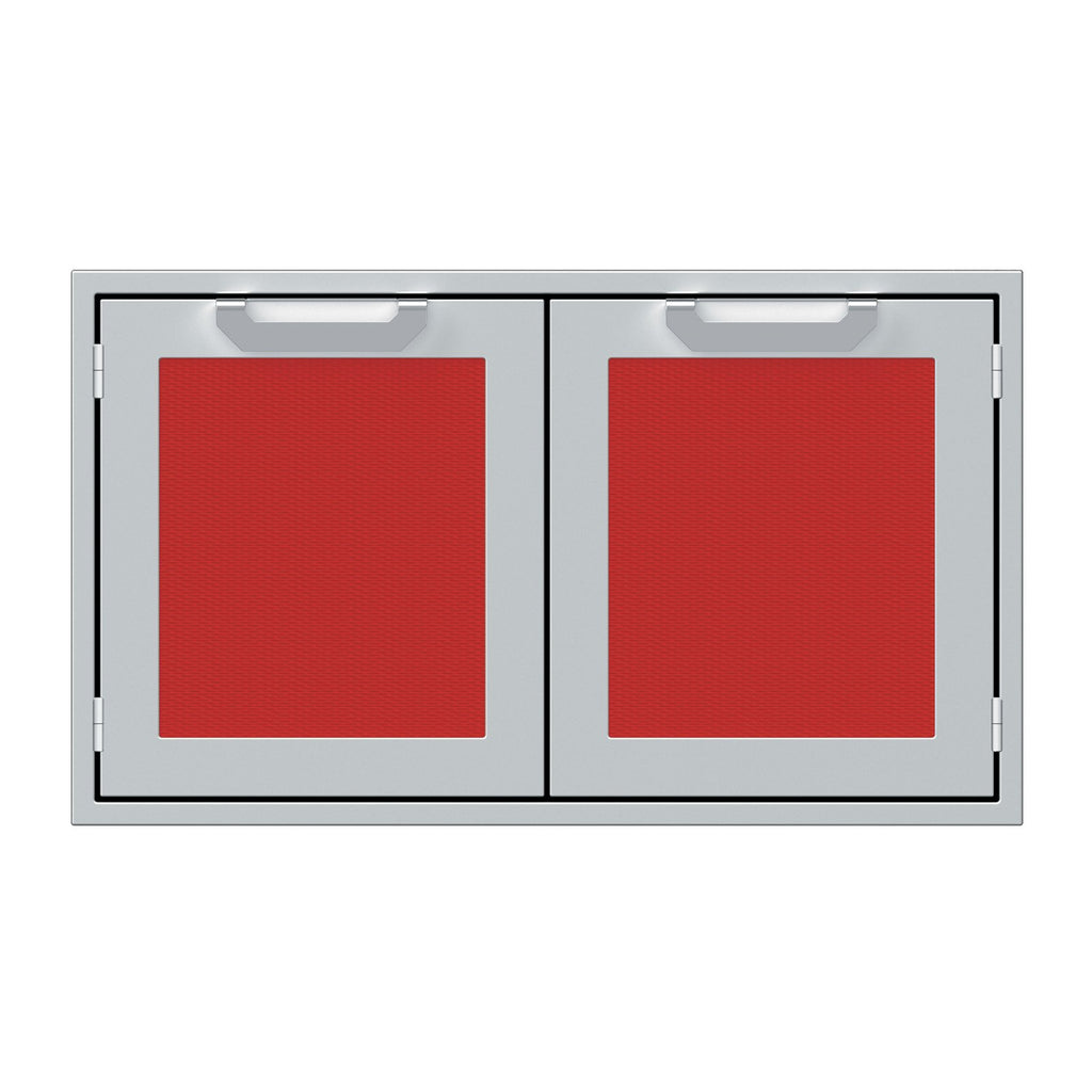 Hestan 36-Inch Double Door Sealed Pantry Storage w/ Recessed Marquise Accented Panels in Red - AGLP36-RD
