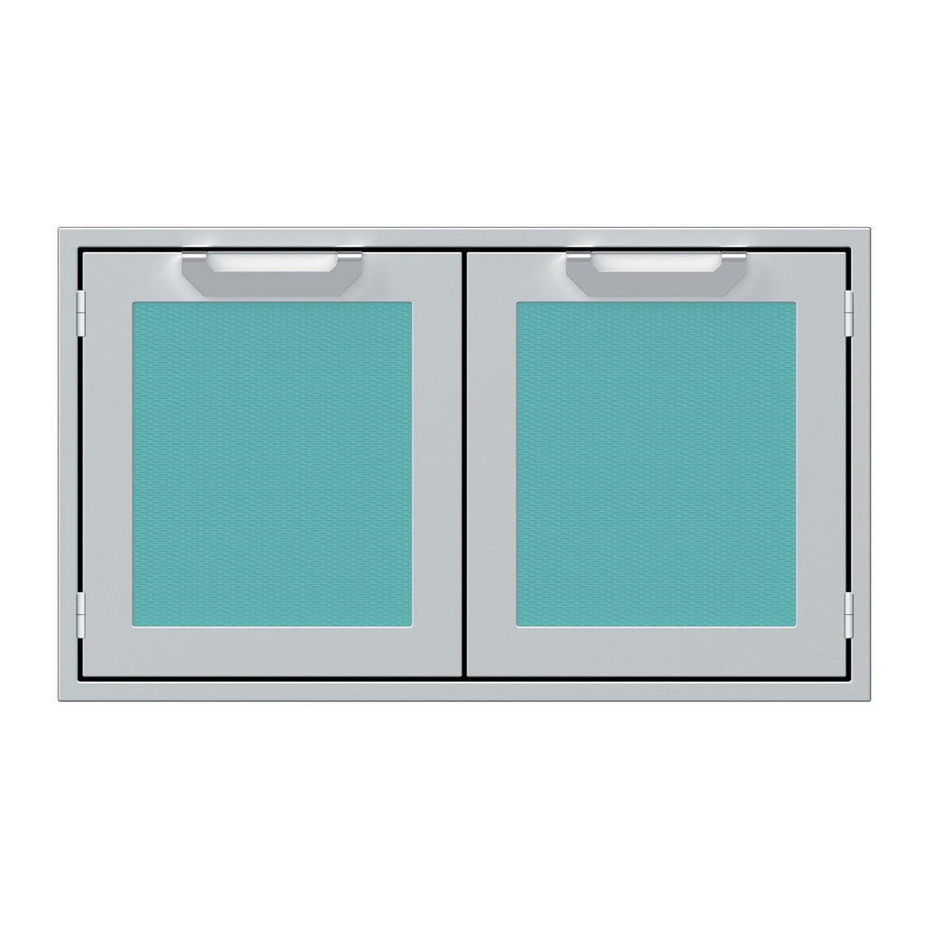 Hestan 36-Inch Double Door Sealed Pantry Storage w/ Recessed Marquise Accented Panels in Turquoise - AGLP36-TQ