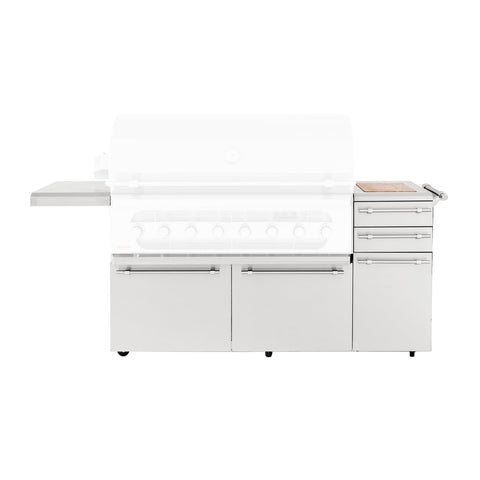 American Muscle Grill Stainless Steel Cart w/ Insulated Fuel Storage Drawer, Tank Storage, 2 Drawers & Cutting Board for 54-Inch AMG Grills - CAR-AMG54
