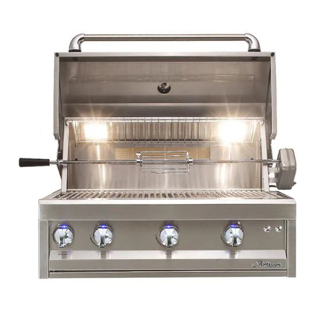 Artisan Professional 32-Inch Natural Gas Built-In Gill w/ Rotisserie and Lights - ARTP-32-NG